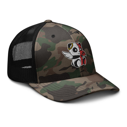 MK Good vs Evil Panda Embroidered Camouflage trucker hat