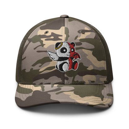 MK Good vs Evil Panda Embroidered Camouflage trucker hat