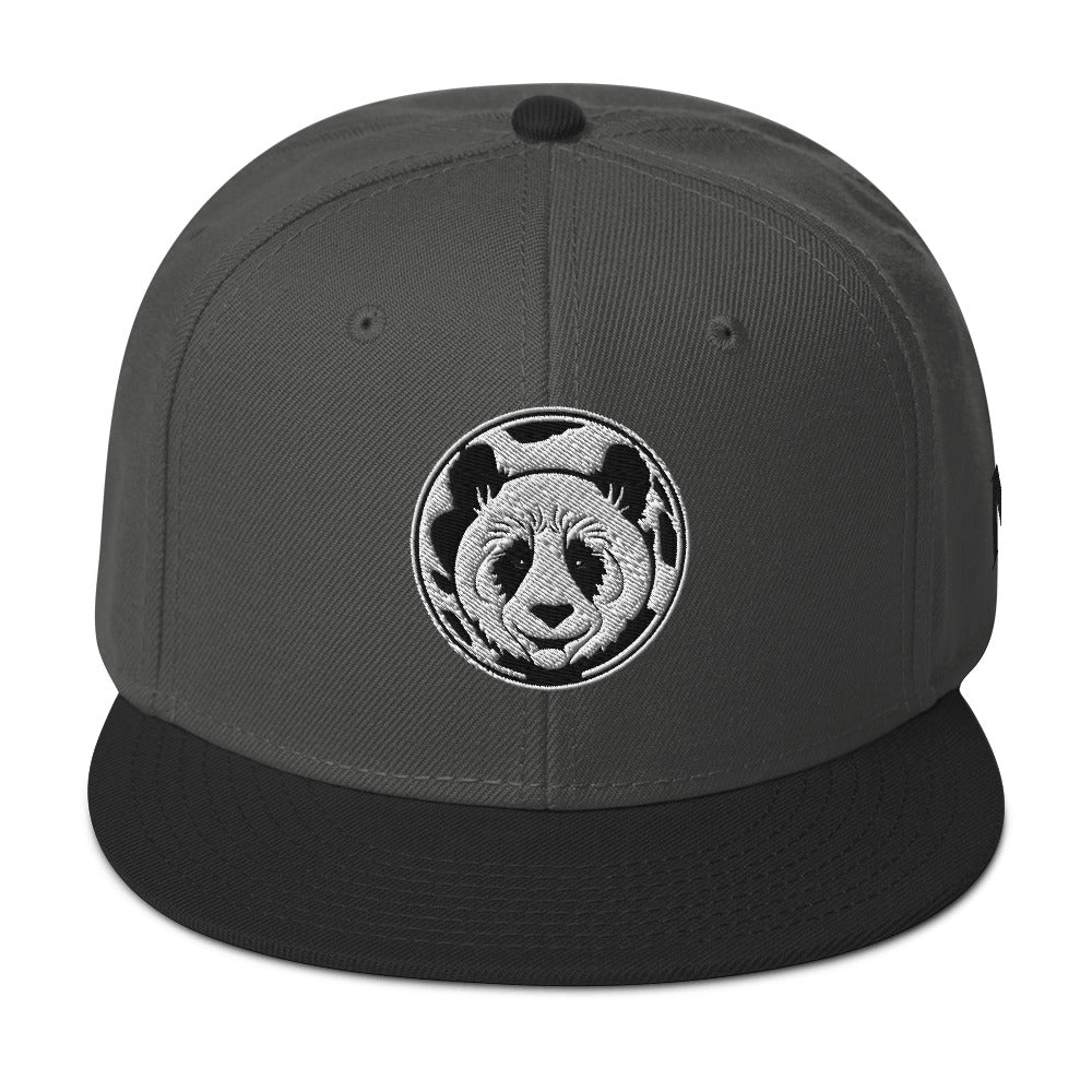 MK Panda Head Embroidered Snapback Hat