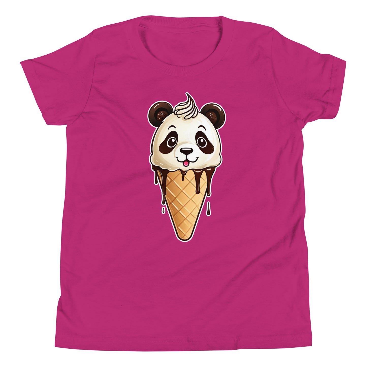 Panda Ice Cream Cone (Vanilla & Chocolate) Youth Short Sleeve T-Shirt