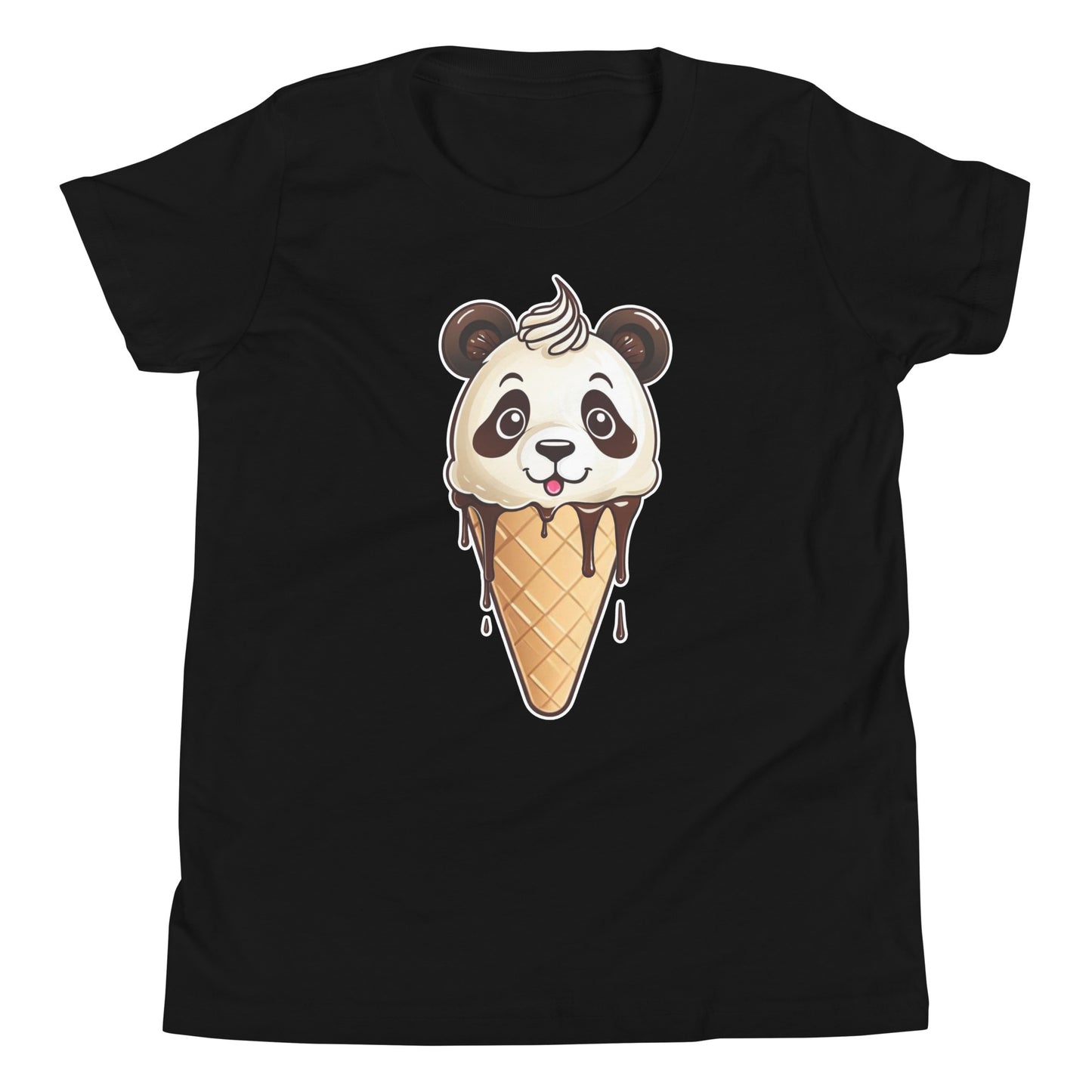 Panda Ice Cream Cone (Vanilla & Chocolate) Youth Short Sleeve T-Shirt