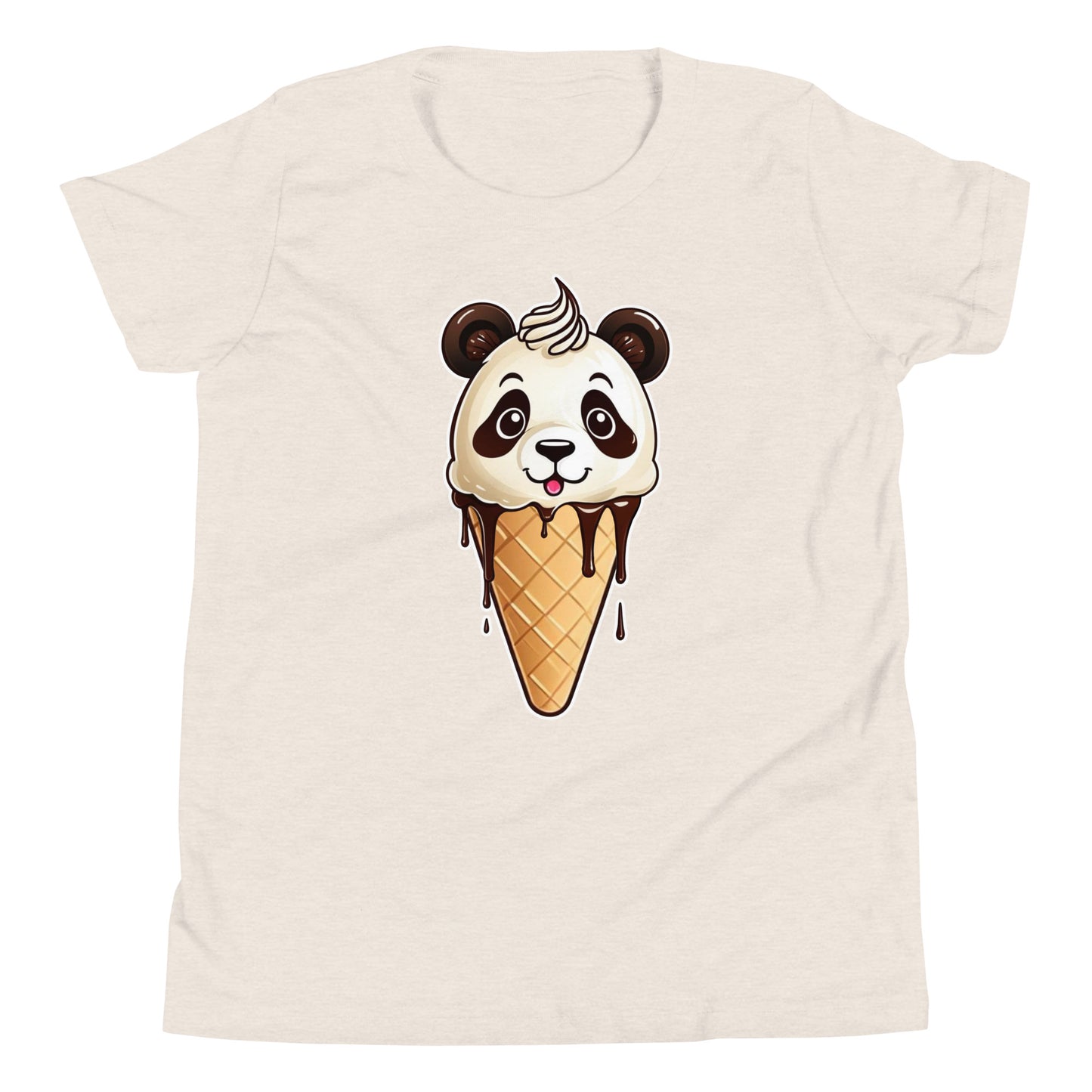 Panda Ice Cream Cone (Vanilla & Chocolate) Youth Short Sleeve T-Shirt