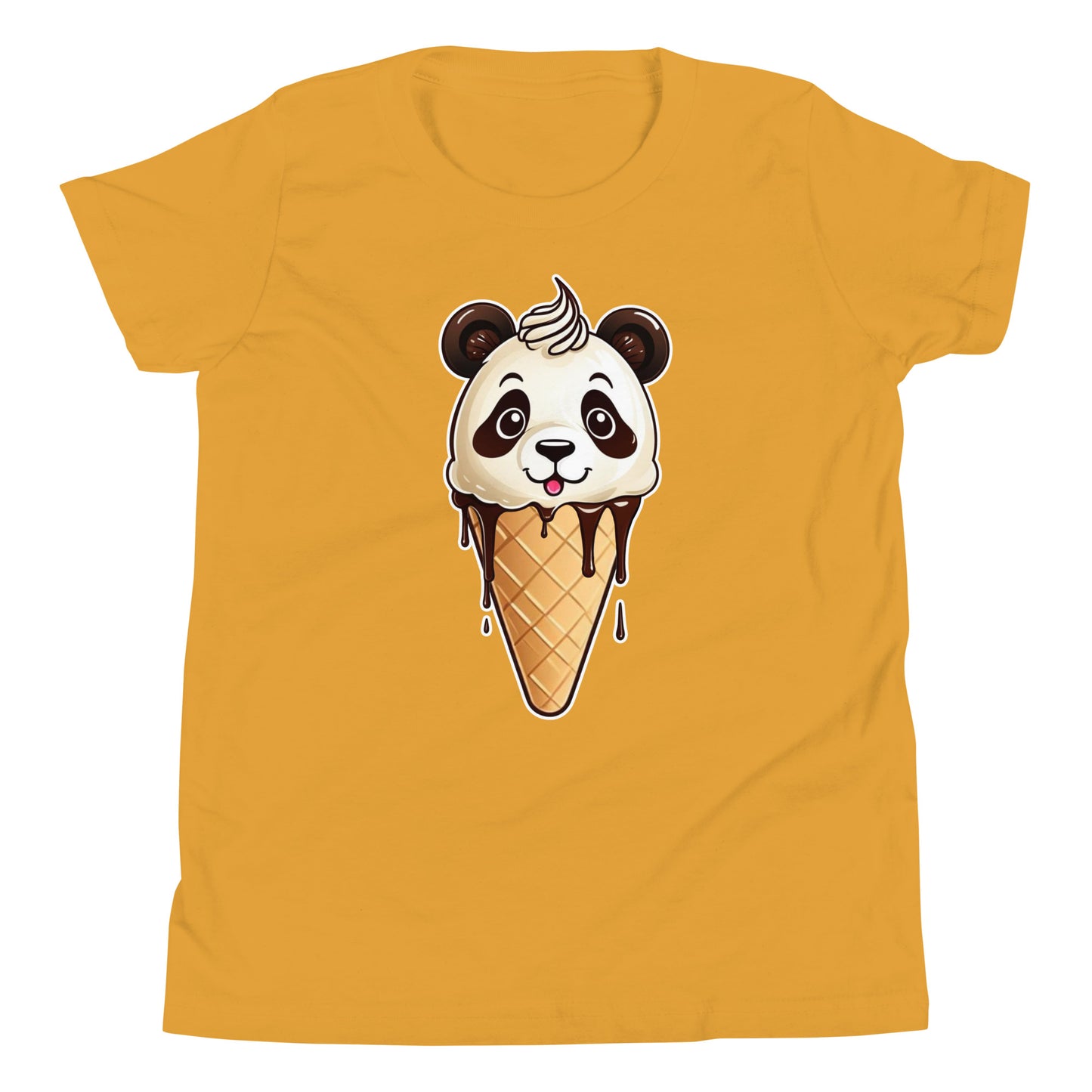 Panda Ice Cream Cone (Vanilla & Chocolate) Youth Short Sleeve T-Shirt