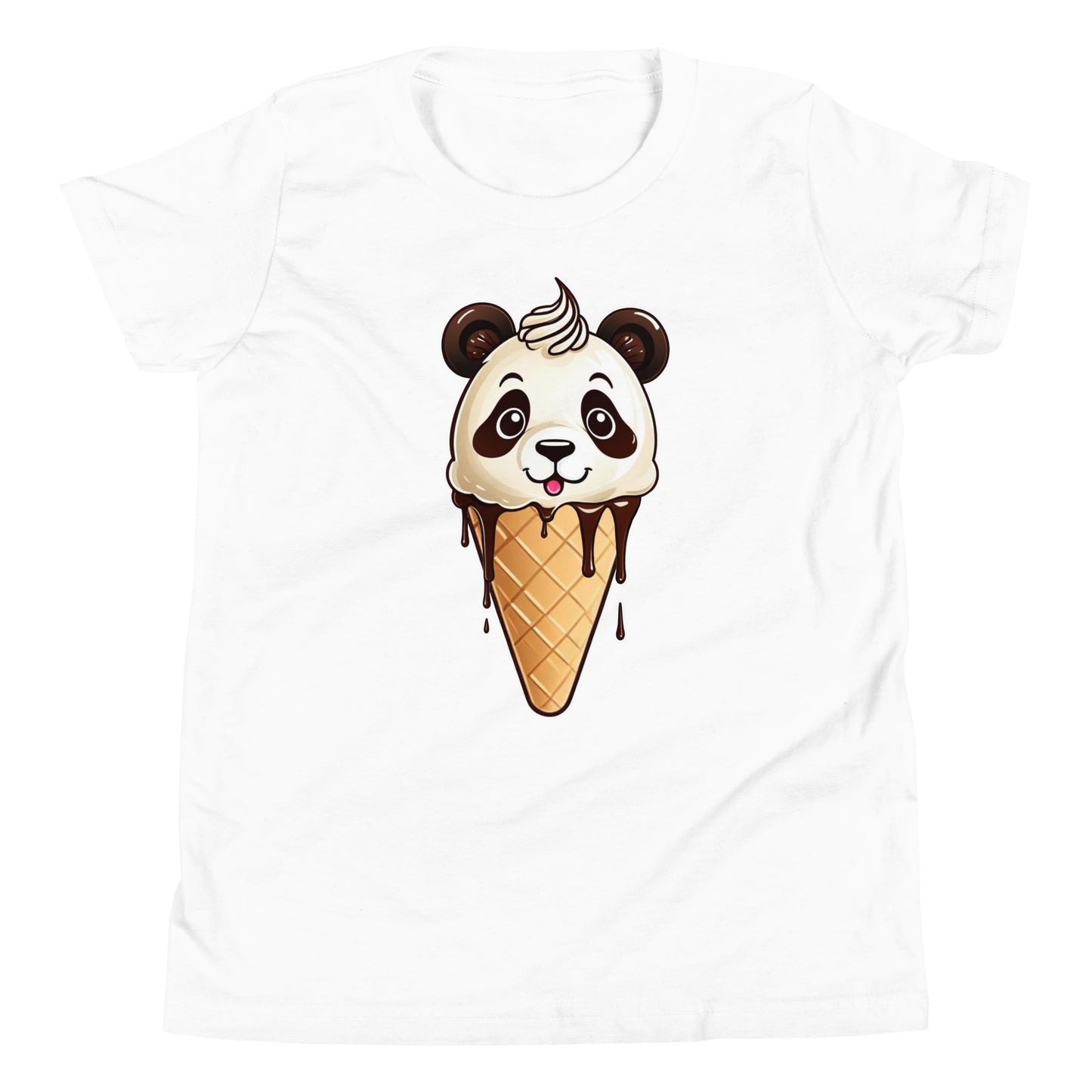 Panda Ice Cream Cone (Vanilla & Chocolate) Youth Short Sleeve T-Shirt